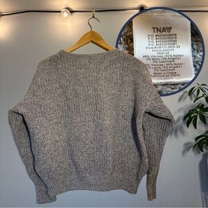 TNA Gray Ribbed Crewneck Sweater